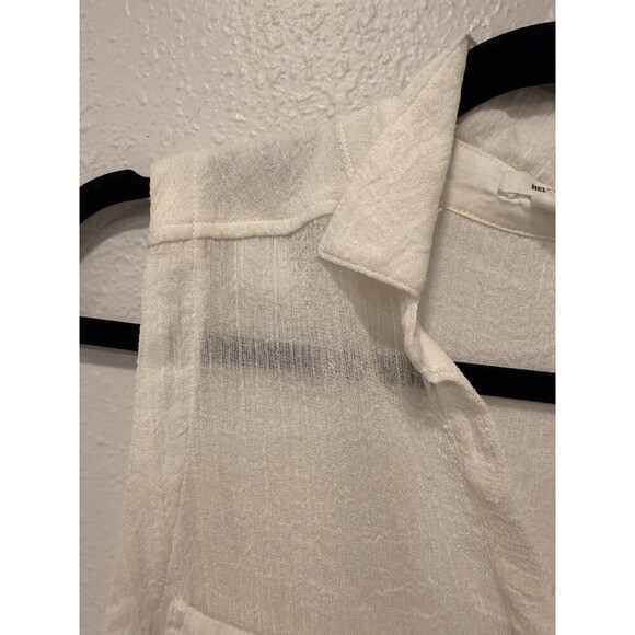 Helmut Lang Tunic Shirt  Swift Sleeveless Sheer Button Front White Size PT - Picture 6 of 10